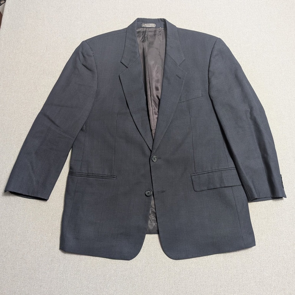 Harry Rosen Men's 40R Jacket Blue Plaid Pure Virgin Wool Canada Union Blazer